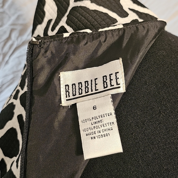 Robbie Bee Giraffe Print Sheath Dress Black & White 100% Polyester Size 6 - Picture 7 of 7